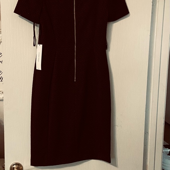 CALVIN KLEIN DRESS W/Cap sleeves . Size 6 black/deep red NWT - Picture 5 of 6